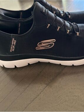 Skechers Black and White Slip-Ins Memory Foam Slip-On Sneakers